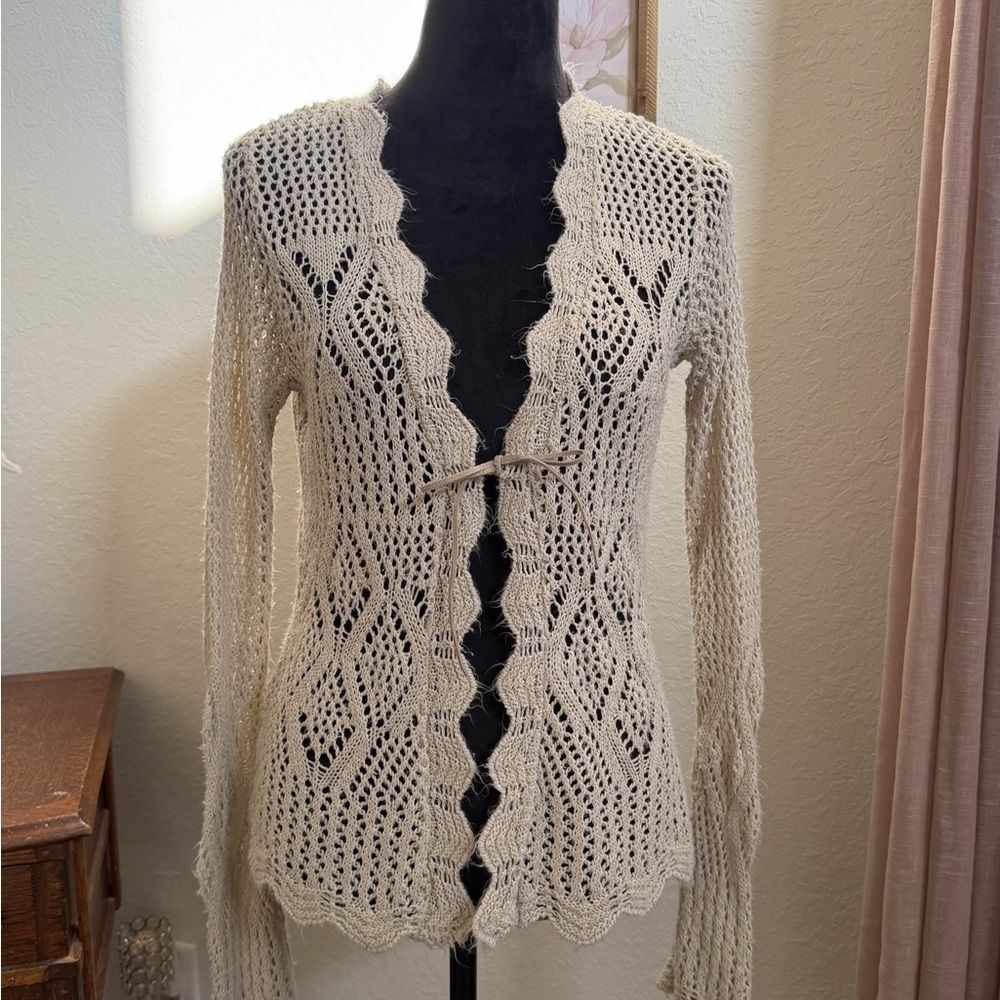 Vanity Beige Open-Knit Cardigan